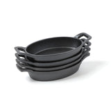 HAWOK Cast Iron Mini Oval Serving Dishes with a Storage Bag, Oval-shaped Casserole Dishes, 4 PCS HAWOK