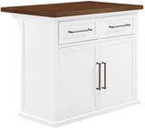 Crosley Furniture Bartlett Kitchen Island with Wood Top, White/Walnut Crosley Furniture