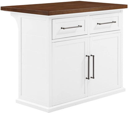 Crosley Furniture Bartlett Kitchen Island with Wood Top, White/Walnut