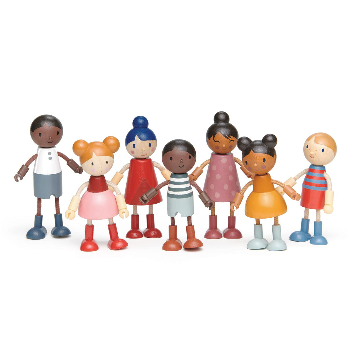 Tender Leaf Toys - Humming Bird Doll Family - Multicultural Wooden Dolls House Family Set with Flexible Arms and Legs - Inspires Endless Imaginative Play - Age 3+ Tender Leaf Toys