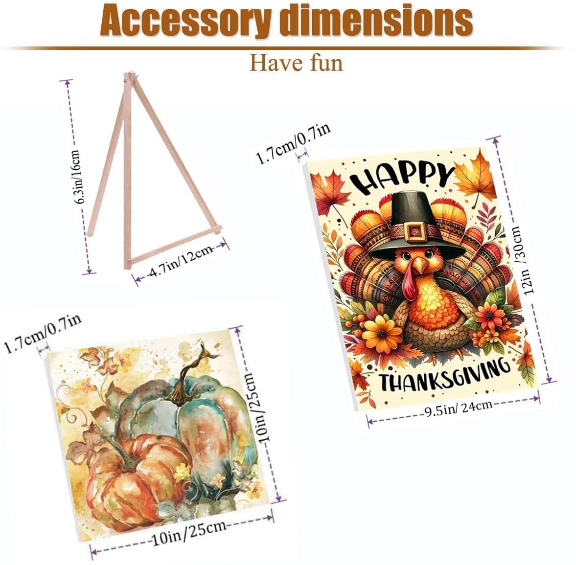 4 Pack Fall Pumpkin Paint by Numbers Kit for Adults Beginner with Frame,Thanksgiving Paint by Number with Wooden Easel DIY Adult Paint by Number Kits for Home Decor 10x10-9x12inch Kaixine
