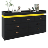 jiteentarou 7 Drawer Dresser with Charging Station and LED Lights, Modern Chest of Drawers with Power Outlet, Organizer Cabinet for Bedroom, Living Room, Entryway, Black jiteentarou