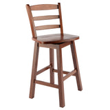 Winsome Scalera Ladder Back Swivel Counter Stool, 24 in, Walnut Finish, Solid Wood Winsome
