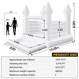 WARSUN 10x8x8FT White Bounce House with Ball Pit & Air Blower All PVC Commercial Grade Inflatable White Bounce House Caslte for Kids Birthday Baby Shower Business Photography WARSUN