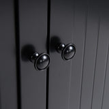 HOMCOM 47" Fluted-Style Wooden Kitchen Island, Kitchen Countertop Storage Cabinet with Drop Leaf, Drawer, Open Shelves, Storage, Black Aosom