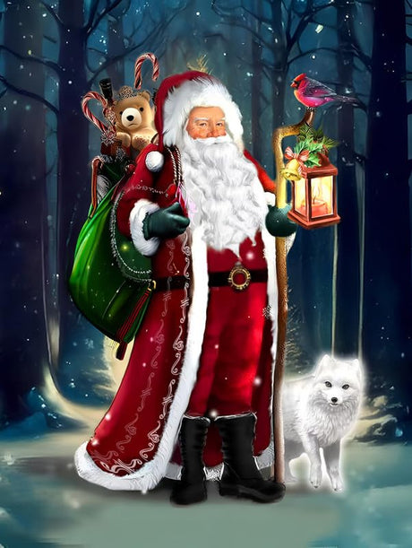 SKRYUIE 5D Santa Claus Diamond Painting Kits - DIY Diamond Art Kits for Adults Christmas, Full Round Drill - Crystal Cross Stitch - Adults Craft for Wall & Office Decor - 12x16 inch SKRYUIE
