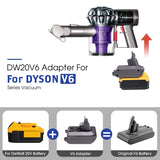 JJXNDO DW20V6 Adapter - Compatible with Dyson V6 Series Vacuum Cleaners and for DeWalt 20V Lithium Battery JJXNDO