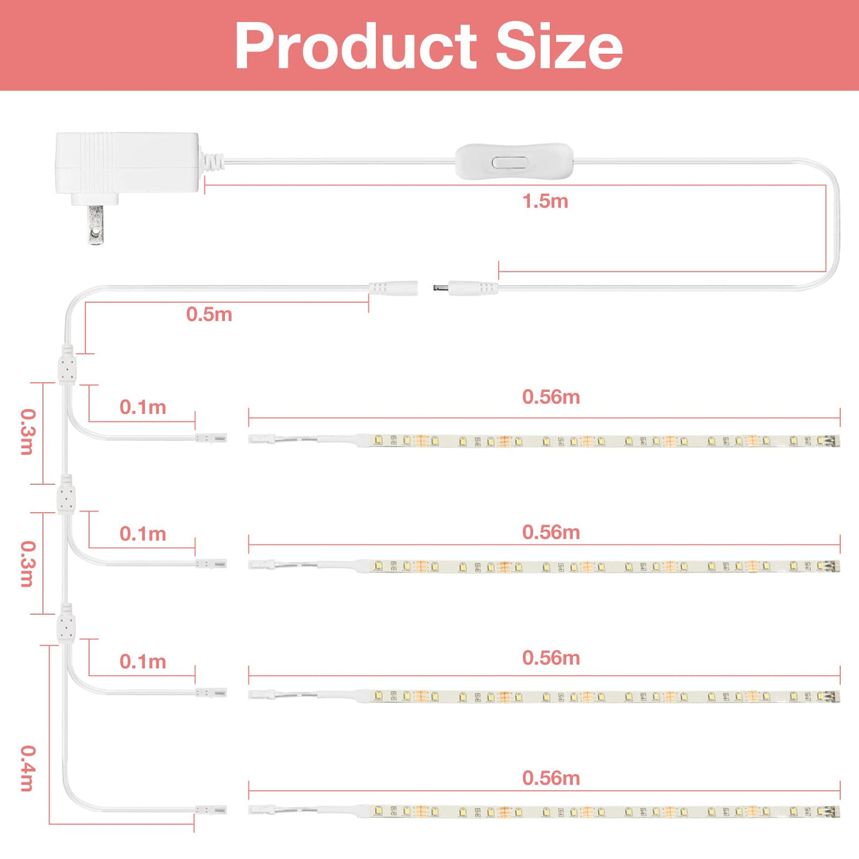 WOBANE LED Shelf Light, LED Closet Light Kit, 4PCS 20inch Pre-Cut Strip Bars, Designed for Shelves,Display Case, Bookshelf, in Cabinet Lighting, 2700K Warm White WOBANE