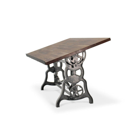 Rustic Deco Shoemaker Drafting Table Desk - Adjustable Height Iron Base - Tilt Top Rustic Deco