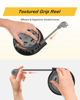 Retractable Power Strip Extension Cord Reel with USB C PD 20W, Flat Plug Travel Power Strip Surge Protection with 5 AC 3 USB Ports, 10FT Travel Extension Cord Portable Outlet, Black Grey Kungfuking