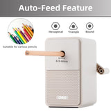 Deli Manual Pencil Sharpener - Auto-in Hand Crank with Adjustable Point for Colored Pencils, Kids, Students, Classroom, Home and Office, Gray deli