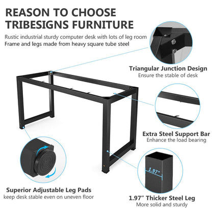 Tribesigns Modern Simple Computer Desk, 47 inch Vintage Office Desk Computer Table, Study Writing Study Desk Workstation for Home Office, Rustic Brown - WoodArtSupply