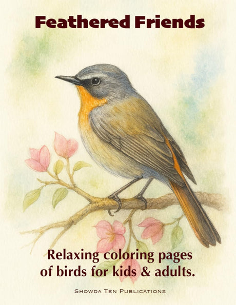 Feathered Friends: Relaxing Coloring Pages of birds for Kids and Adults WoodArtSupply