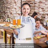 Jubatus 2 Pack Bib Aprons with 2 Pockets Cooking Chef Kitchen Apron for Women Men, White Jubatus