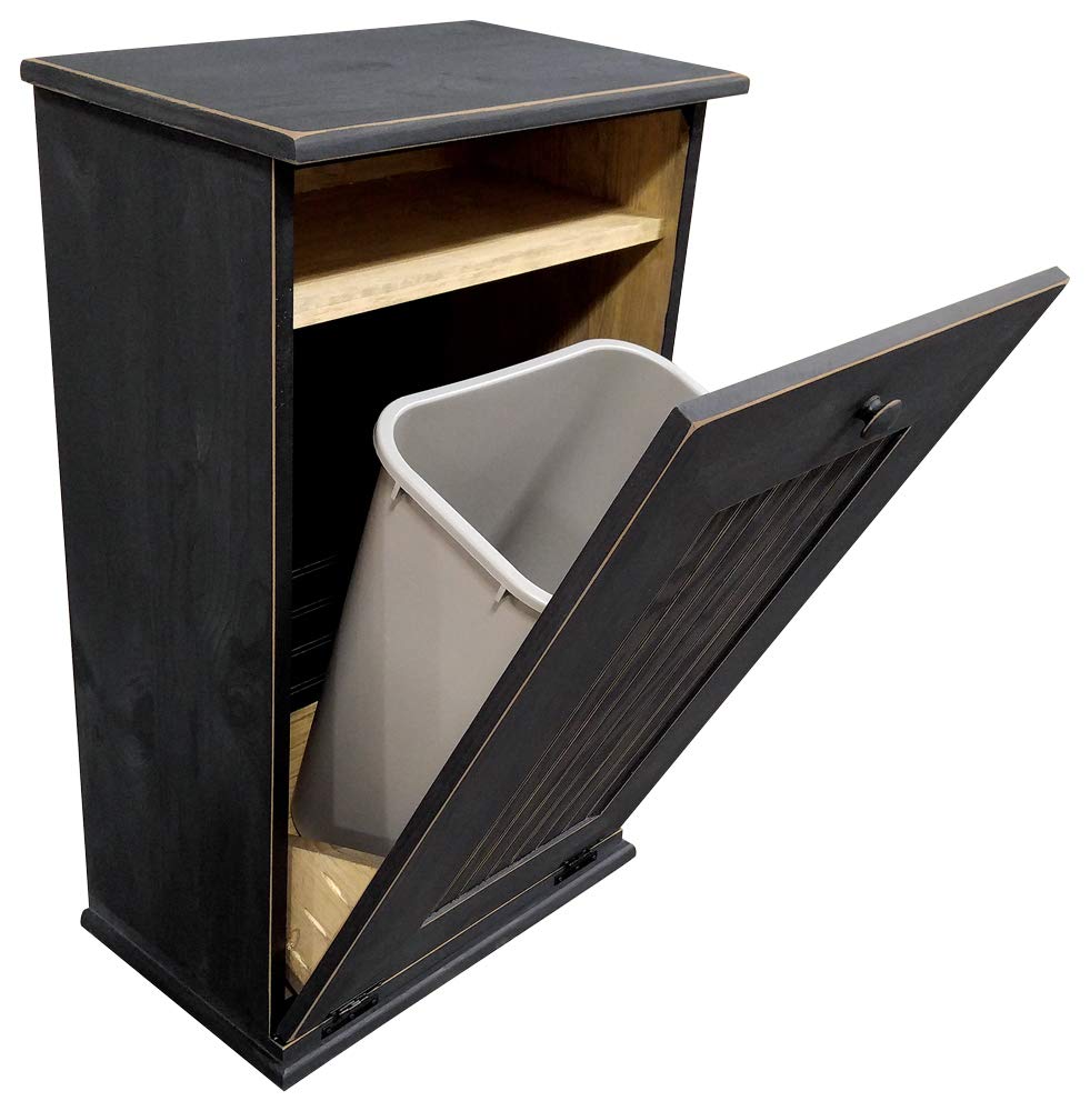 Sawdust City Tilt-Out Wooden Trash Bin Holder (Old - Black) Sawdust City