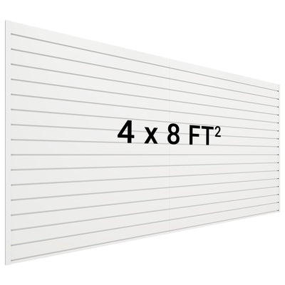 Neoaider Slatwall Panel 8 FT x 4 FT, Interlocking Slat Wall Paneling, Wall Mounted PVC Wallpanel, Suitable for Garage Storage and Organizer, Slatwall Board, Shelves - White