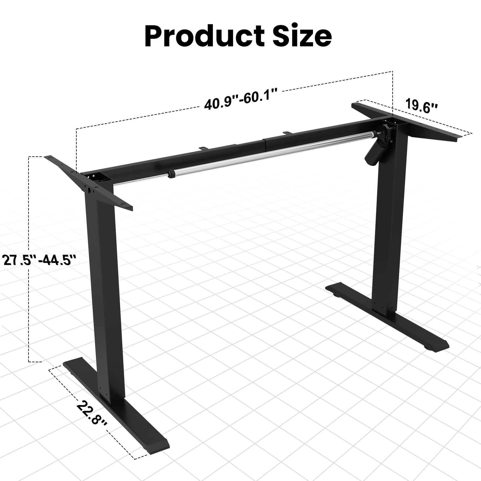 ESpefy Standing Desk Frame- Stand Up Desk Adjustable Frame for 43''-70'' Tabletop, Sit Stand Desk Legs, Ergonomic Electric Standing Desk Base Desk Base with Smart Controller System (Frame Onl - WoodArtSupply