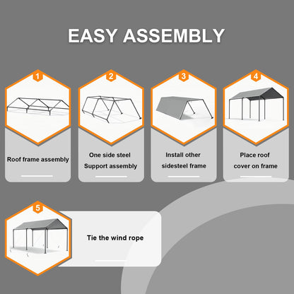 Carport, 10x20ft Heavy Duty Portable Garage, Car Port with Storage Shed, Car Canopy with All-Season Tarp for Car, Truck, Boat, Party, Rice