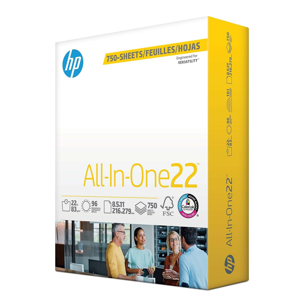 HP Papers | 8.5 x 11 Paper | All In One 22 lb | 1 Mega Ream - 750 Sheets | 96 Bright | Made in USA - FSC Certified | 207750R HP