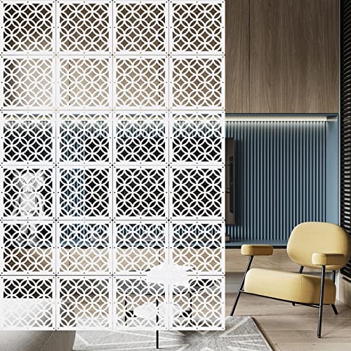 Boshen 24PCS Hanging Room Divider Wall Screen Panel Room Divider Panels Privacy Screen Divider Home Decor for Living Room Bedroom Home Office Restaurant Decor-White02 Boshen