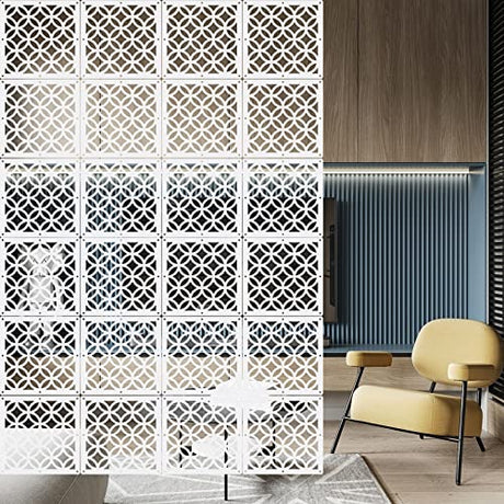 Boshen 24PCS Hanging Room Divider Wall Screen Panel Room Divider Panels Privacy Screen Divider Home Decor for Living Room Bedroom Home Office Restaurant Decor-White02 Boshen