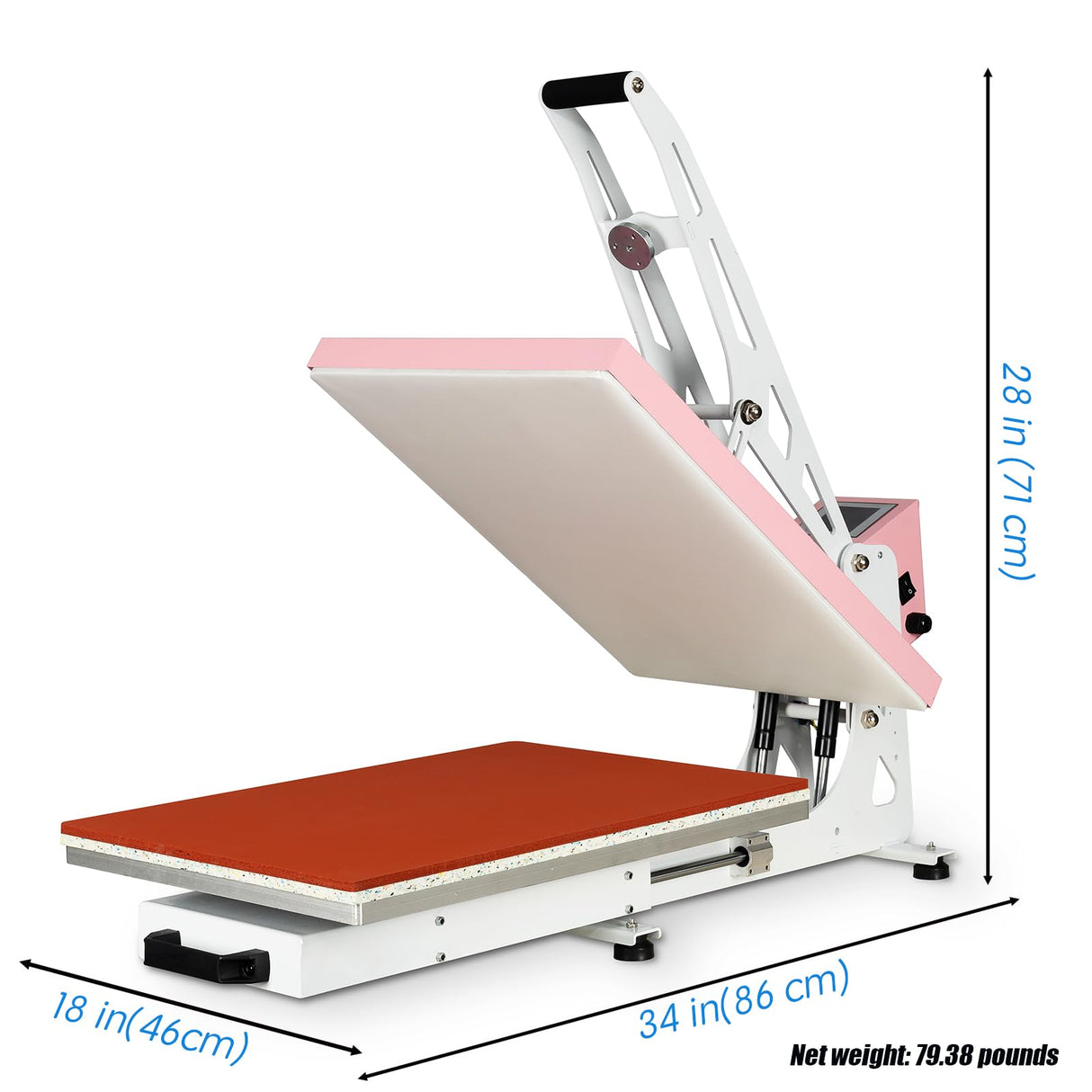 Heat Press Machine for T-Shirts: 16x24 Auto Open Semi-Automatic Sublimation Heat Press with Slide-Out Base, Clamshell Design, 110V, 2000W, for Ceramics, Bags, Cushion and More (Pink) WUMSTOT