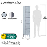 Yizosh Metal Locker with 5 Doors, Tall Steel Storage Lockers for Employees - 5 Tier Locker Storage Cabinets for School, Gym, Home, Office, Garage Yizosh