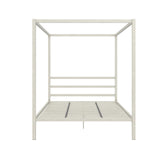 DHP Modern Metal Canopy Platform Bed with Minimalist Headboard and Four Poster Design, Underbed Storage Space, No Box Spring Needed, Queen, White DHP