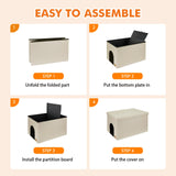 Zerbuger Cat Litter Box Enclosure Furniture for Odor Control, Hidden Cabinet Cats Litter Ottoman with Flip-Up Lid,Cat Litter Box Bench with Storage Space, Dog Proof (Cream, Large) Zerbuger