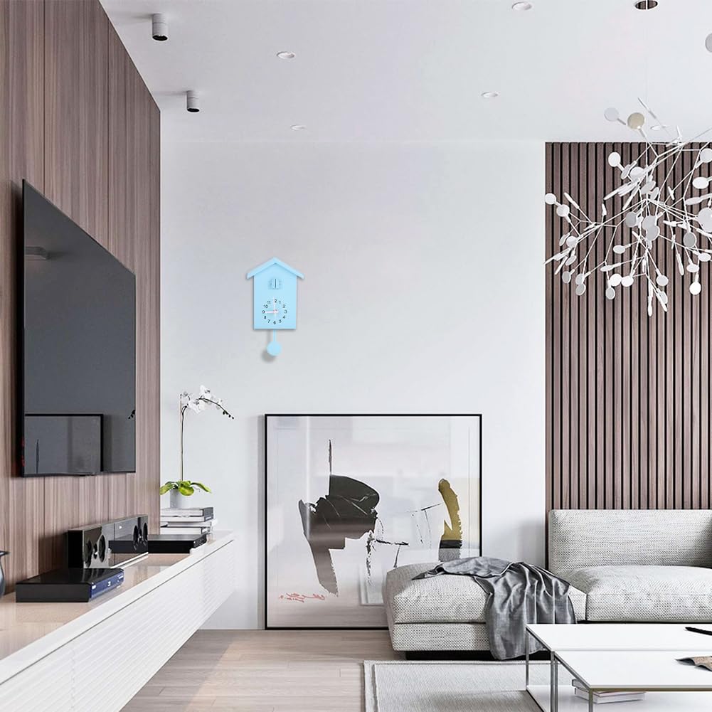 Coo Coo Clock, Bird Clock Sings on Hour Cuckoo Clock Modern Wall Clock with Sounds on Time Alarm Creative Pendulum Clock Hanging Gifts for Kids Grandfather Home Living Room Kitchen Office Decoration Tiiyee