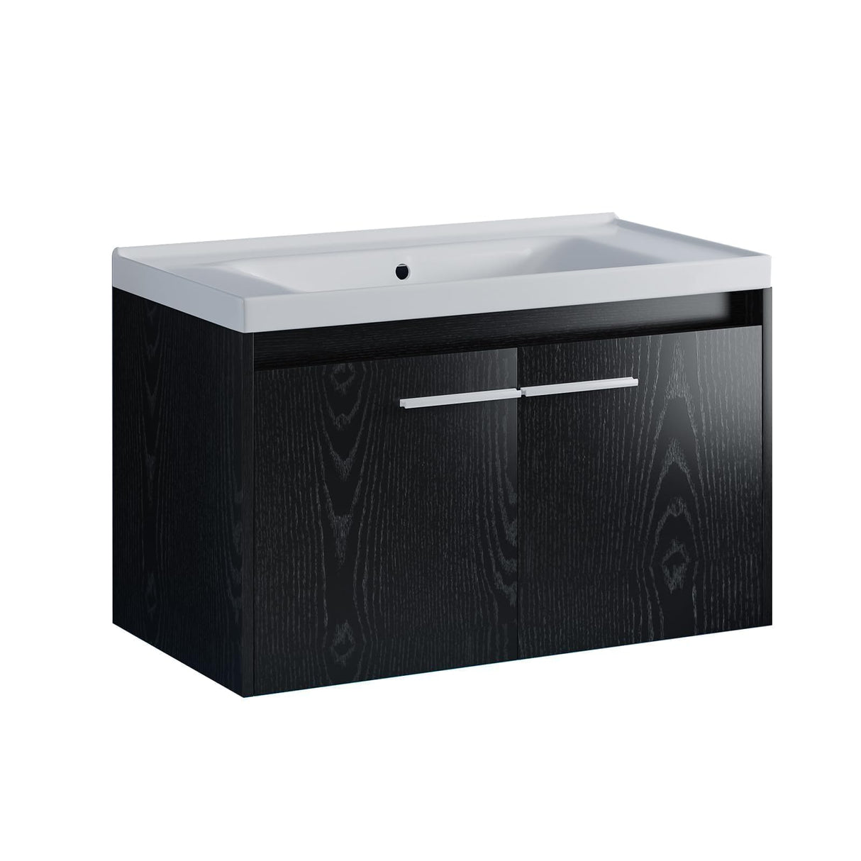 4ever2buy 31" Black Bathroom Vanity with Sink, Floating Bathroom Sink Cabinet with LED Light, Modern Clearance Bathroom Vanities with 2 Doors & Metal Handles 4ever2buy