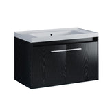 4ever2buy 31" Black Bathroom Vanity with Sink, Floating Bathroom Sink Cabinet with LED Light, Modern Clearance Bathroom Vanities with 2 Doors & Metal Handles 4ever2buy