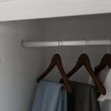 MOUMON 4 Door Wardrobe Closet with 4 Drawers & Shelves, Armoire Wardrobe Closet with Hanging Rod, Top Cube Storage, Closet for Bedroom White and Gold (63”W x 20.6”D x 93.9”H) MOUMON