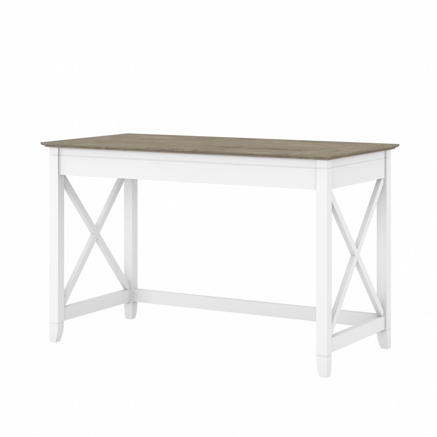 Bush Furniture Key West Writing Table for Home Office | Small Modern Farmhouse Desk, 48W, Pure White and Shiplap Gray - WoodArtSupply