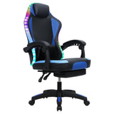 YOXIER Video Game Chairs,Gaming Chair for Kids,Ergonomic Gaming Chair,LED Lights Ergonomic Massage Computer Gaming Chair with Footrest Video Game Chair High Back with Lumbar Support Blue YOXIER