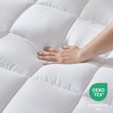 CozyLux Queen Size Mattress Pad Pillow Top Cotton Cooling Mattress Topper 8-21" Deep Pocket Mattress Cover Quilted Fitted Cooling 450GSM Mattress Protector (60x80 inch,White) CozyLux