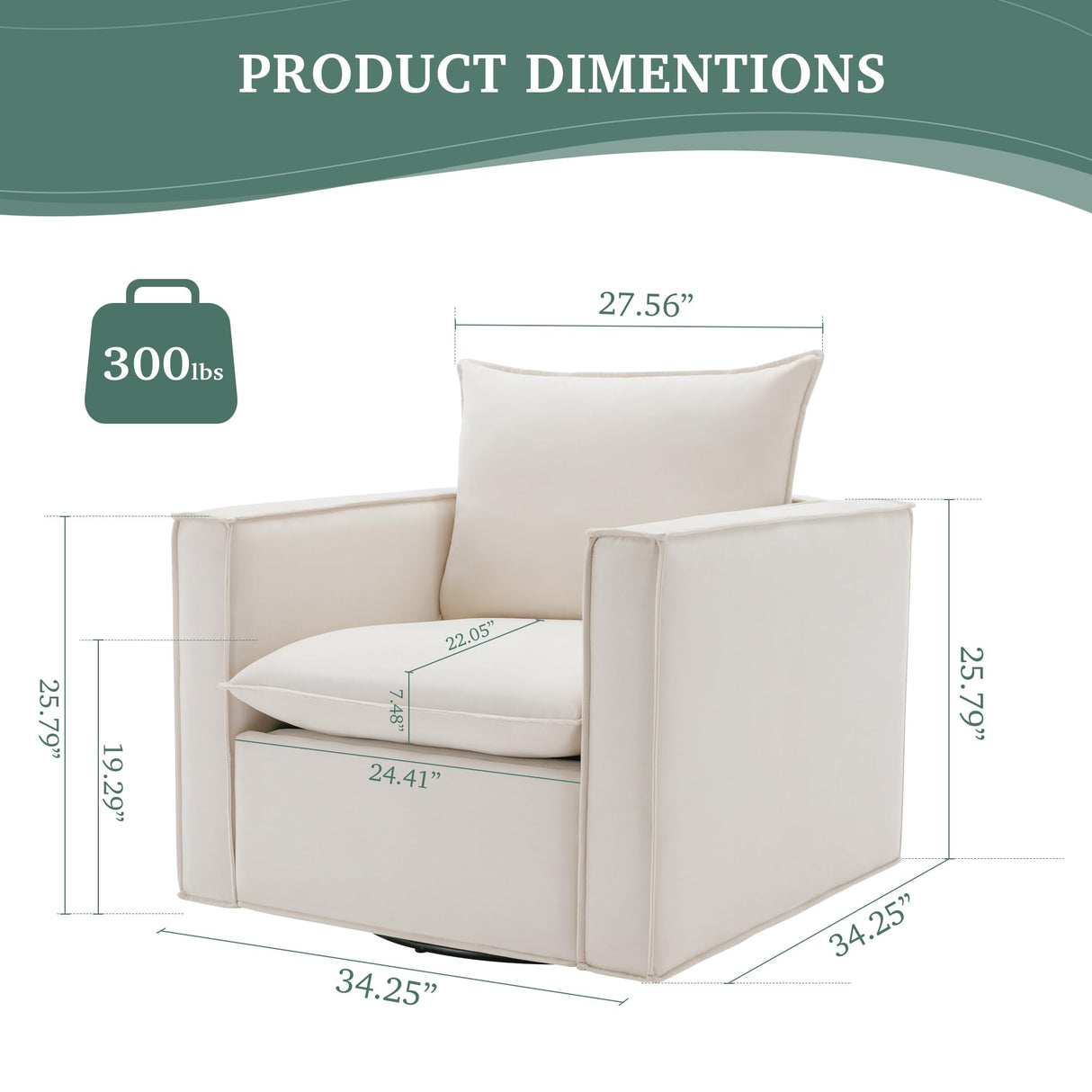 COLAMY Swivel Accent Chair Set of 2, Upholstered Arm Chair with Plump Back Pillow, Round Swivel Barrel Modern Sofa Chair for Living Room/Bedroom COLAMY