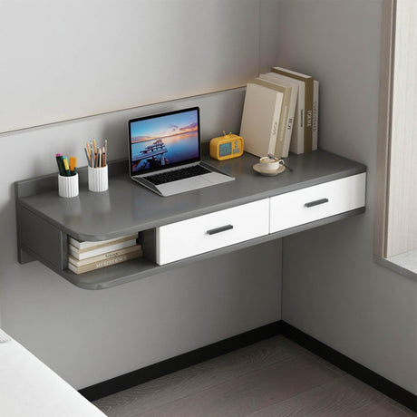 Floating Dressing Table with Drawers, Wooden Laptop Computer Desk,Space Saving Makeup Vanity Storage Cabinet,Wall Mounted Nightstand Bedside Table for Bedroom Living Room(80x40cm(31x16inch), B) SUZEPER