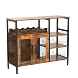 X-cosrack Wine Bar Rack Cabinet with Detachable Wine Rack, Coffee Bar Cabinet with Glass Holder, Small Sideboard and Buffet Cabinet with Mesh Door, Rustic Brown, Large X-cosrack