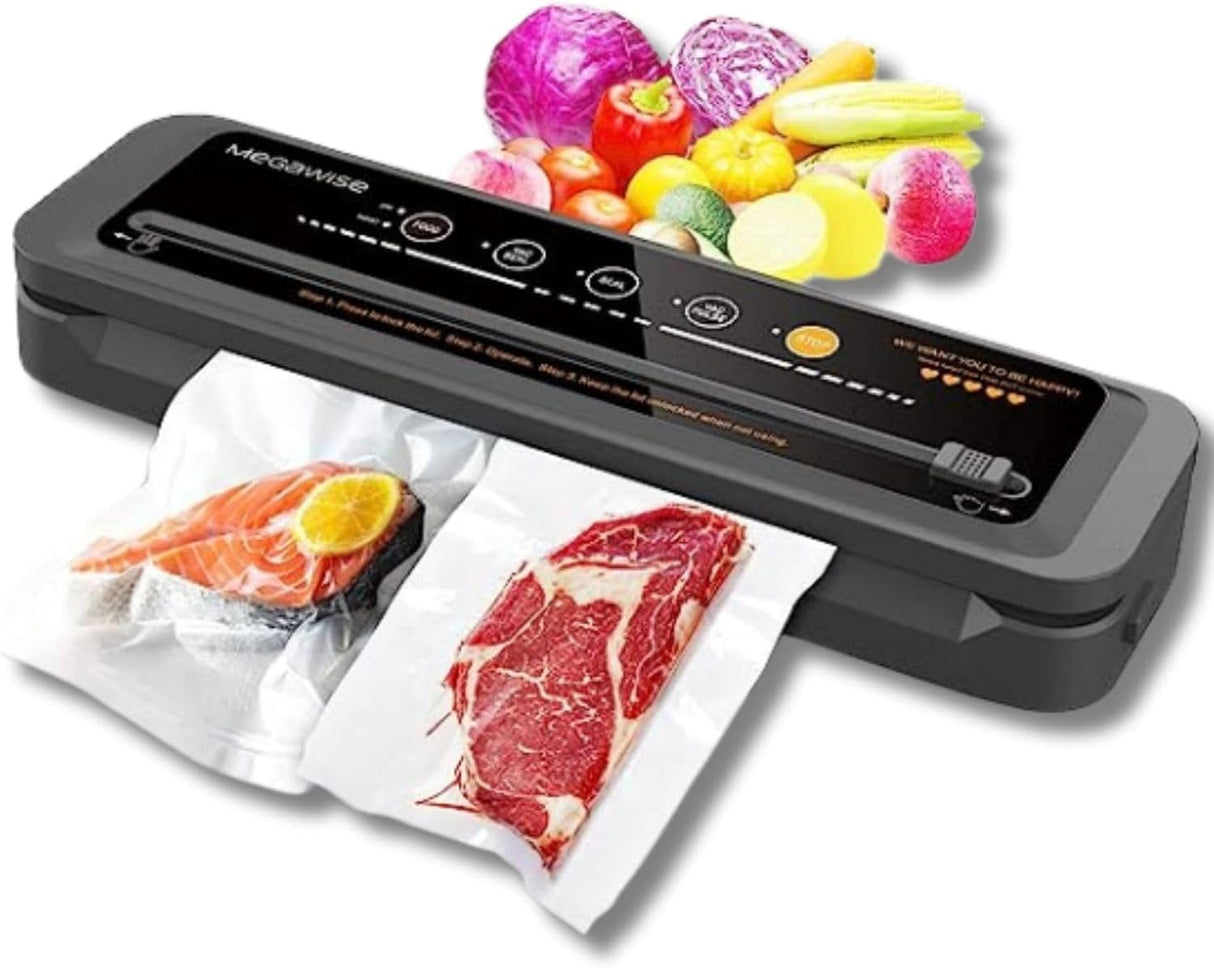 MegaWise Powerful and Compact Vacuum Sealer Machine One-Touch Automatic Food Sealer MEGAWISE