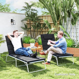 Outsunny Outdoor Lounge Chair Cushion Set of 2, 80" x 26" UPF50+ 230gsm Olefin and 25D High-Density Foam, Foldable Patio Chaise Lounge Cushion Set, Fade Resistant for Lawn Pool, Black