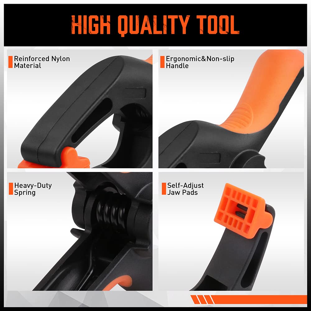 HORUSDY 8-Pack Spring Clamps Heavy Duty, 5-inch Large Plastic Clamps for Crafts with 2-3/8Inch Jaw Opening for DIY, Gluing, Clamping and Securing HORUSDY