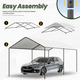 GOJOOASIS 10x20 Carport Heavy Duty Portable Garage Shelter Metal Car Canopy Tent with UV-Resistant & Weatherproof Top Cover for RV & Vehicles (White, 10x20 Without sidewalls) GOJOOASIS