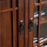 Leick Home 82350 Solid Wood Mission Oak Three Door TV Stand For 55" TVs Universal TV Console Living Room Storage Shelves Entertainment Center, Mission Oak Leick Home