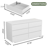 Gyfimoie 6 Drawer Dresser with Power Outlet, Floating White Dresser Chest of Drawer with LED Light,Modern Double Wide Drawer Organizer Cabinet for Bedroom,Living Room (White) Gyfimoie