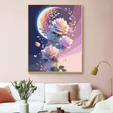 ZRIZQ Paint by Numbers for Adults Beginners,Moon Flower Adult Paint by Number Kits on Canvas,Paint by Numbers for Home Wall Art Decor 16x20 Inch（Without Frame） ZRIZQ