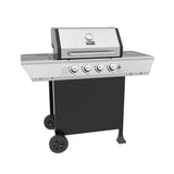 Royal Gourmet 4-Burner Propane Gas Grill with Warming Rack, Outdoor BBQ Grill with 34,000 BTUs Output for Patio Garden Barbecue Grilling, Black & Silver Royal Gourmet