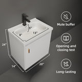 AmpleCharmic 20 Inch Bathroom Vanity with Sink, Small Floating Vanity with Soft-Close Door Modern Cabinet, Faucet, Pop-up Drain, P-Trap Included, White AmpleCharmic