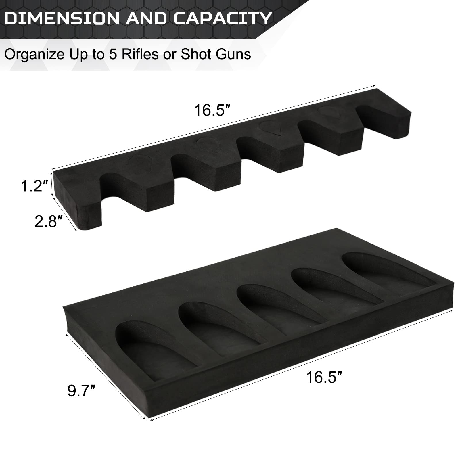 OCQOTAT Foam Gun Rack With Buttstock Base 1 Set, High Density Foam 5 Rifle Rack And Buttstock Holder With Magnetic Strip Hook For Gun Safe Accessory Storage Weapons Gun Safe Rack With Foam Pa - WoodArtSupply