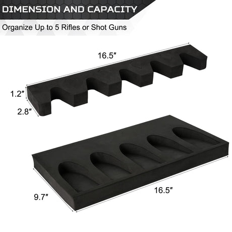 OCQOTAT Foam Gun Rack With Buttstock Base 1 Set, High Density Foam 5 Rifle Rack And Buttstock Holder With Magnetic Strip Hook For Gun Safe Accessory Storage Weapons Gun Safe Rack With Foam Padding OCQOTAT